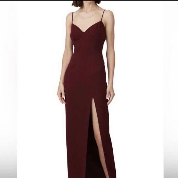 NEW Jay Godfrey Harrah Side Slit Maxi Dress Gown In Wine Maroon Size 8 - Picture 4 of 9